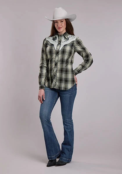 Roper 3276 Plaid (Black/White) - Women's Western Shirt