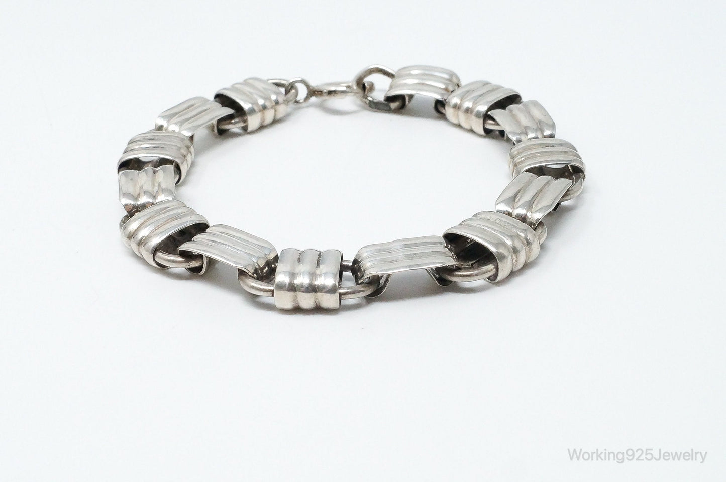 Vintage Designer Napier Modern Large Links Sterling Silver Bracelet