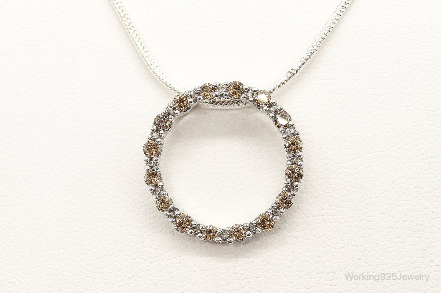 Designer JWBR White & Champagne Diamond Sterling Silver Necklace
