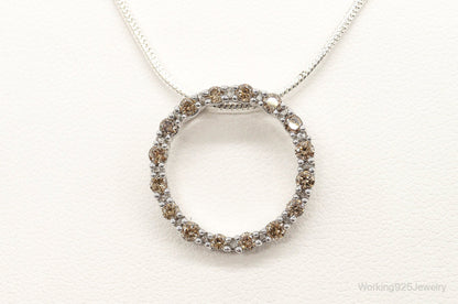 Designer JWBR White & Champagne Diamond Sterling Silver Necklace