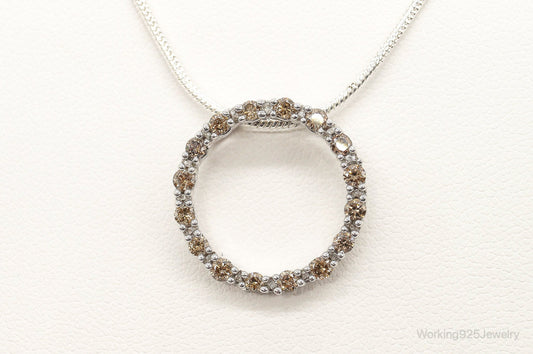 Designer JWBR White & Champagne Diamond Sterling Silver Necklace