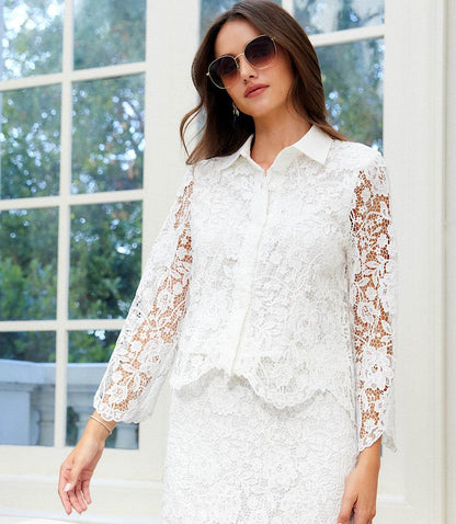 Lace Button Down Soft Jacket