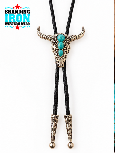 Longhorn Legend Turquoise Bolo Tie | Branding Iron Western Wear