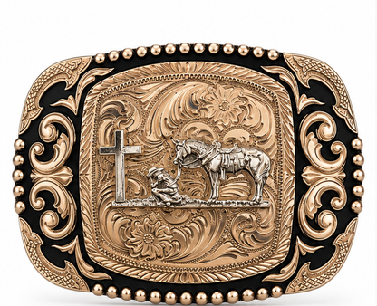 Faithful Cowboy Western Belt Buckle | Branding Iron Western Wear
