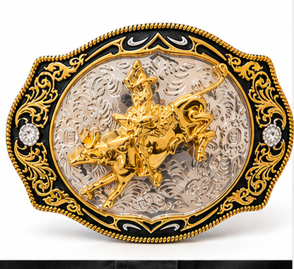 Rodeo Gold Bull Rider Belt Buckle | Branding Iron Western Wear