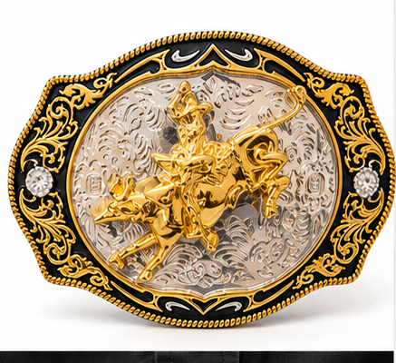 Rodeo Gold Bull Rider Belt Buckle | Branding Iron Western Wear