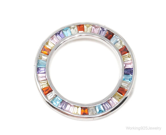 Vintage Multi Gem Sterling Silver Necklace Pendant