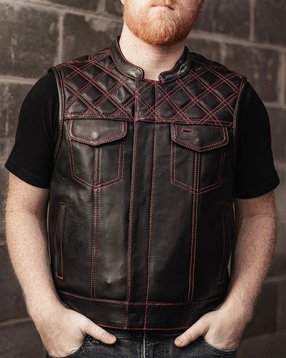 Downside Men's Motorcycle Leather Vest
