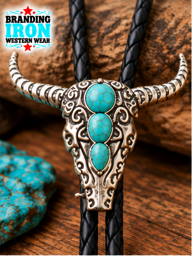 Longhorn Legend Turquoise Bolo Tie | Branding Iron Western Wear