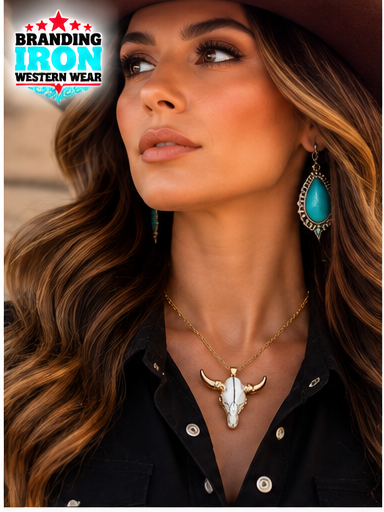Golden Longhorn Necklace | Western Cowgirl Jewelry