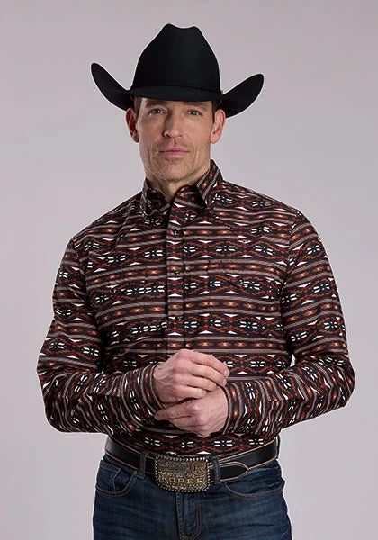Roper 3050 Horizontal Aztec (Brown) - Men's Western Shirt