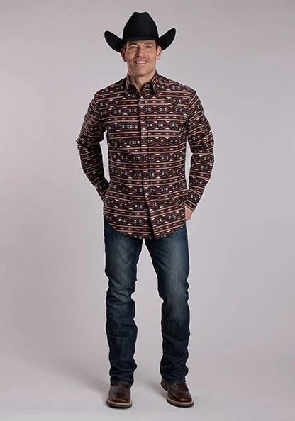 Roper 3050 Horizontal Aztec (Brown) - Men's Western Shirt
