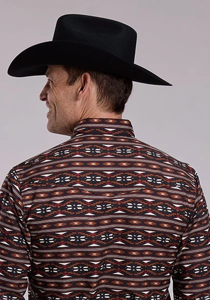 Roper 3050 Horizontal Aztec (Brown) - Men's Western Shirt