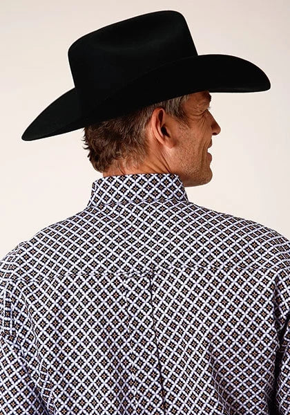Roper 1666 Tile Foulard (Black) - Men's Western Shirt
