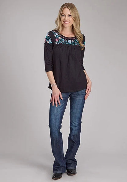 Roper 2336 Cotton Slub (Black) - Women's Western Blouse