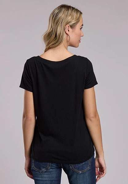 Roper 3131 Rhinestone Horseshoe (Black) - Women's T-Shirt
