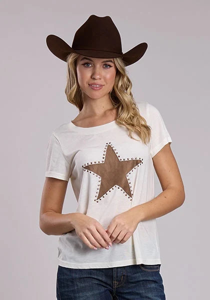 Roper 3131 Rhinestone Star (White) - Women's T-Shirt