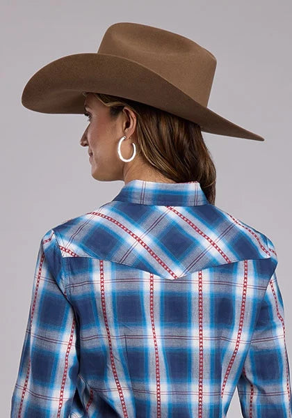 Roper 3290 Star Dobby (Blue) - Women's Western Shirt