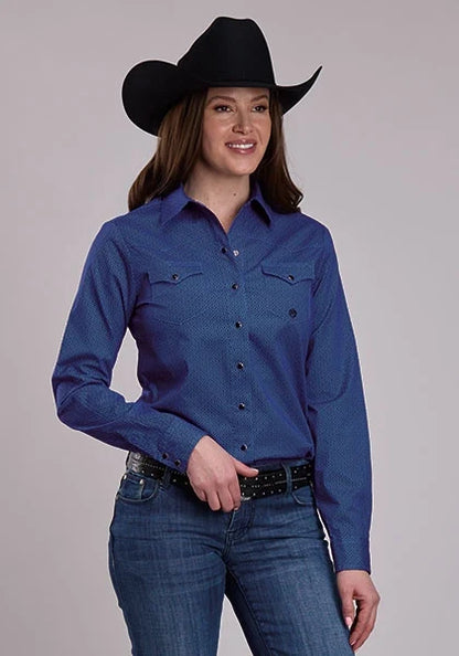 Roper 3241 Lattice Poplin (Blue) - Women's Western Shirt