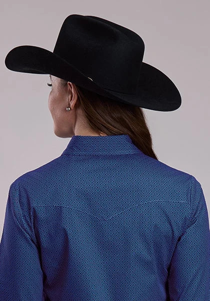 Roper 3241 Lattice Poplin (Blue) - Women's Western Shirt