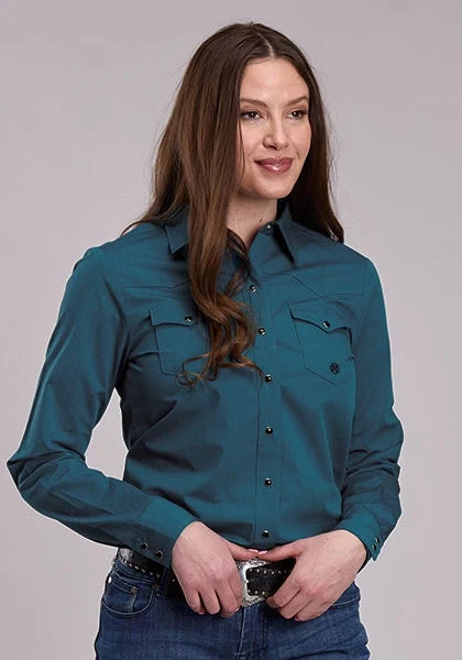 Roper 3242 Solid Snaps (Teal) - Women's Western Shirt
