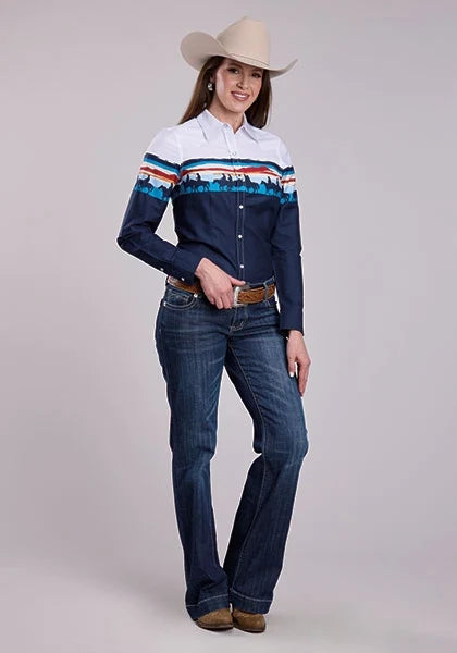Roper 2847 Sunset Border (Blue) - Women's Western Shirt