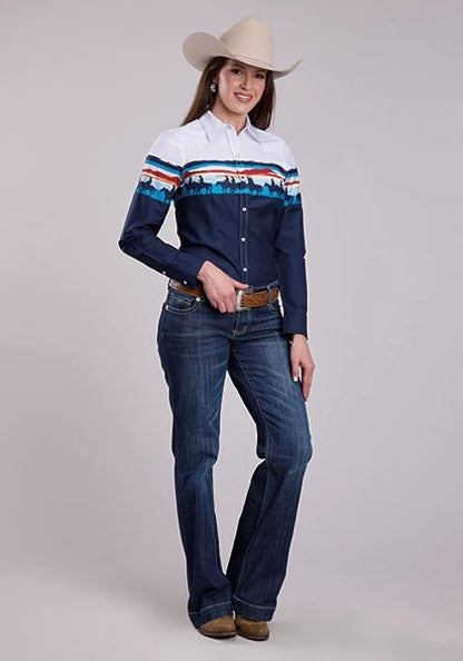 Roper 2847 Sunset Border (Blue) - Women's Western Shirt
