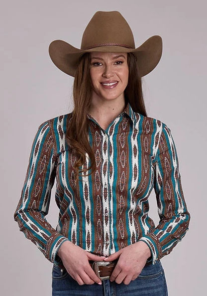 Roper 3176 Vintage Stripes (Brown) - Women's Western Shirt