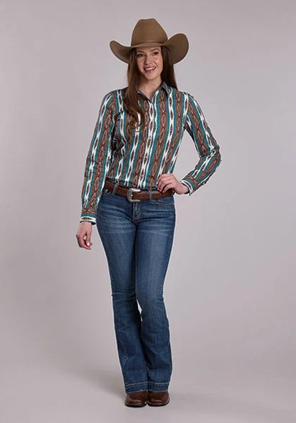 Roper 3176 Vintage Stripes (Brown) - Women's Western Shirt