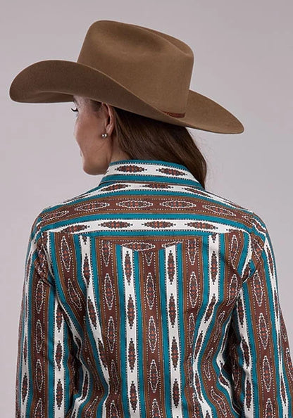 Roper 3176 Vintage Stripes (Brown) - Women's Western Shirt