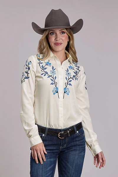 Roper 3250 Floral Fabric (White) - Women's Western Shirt