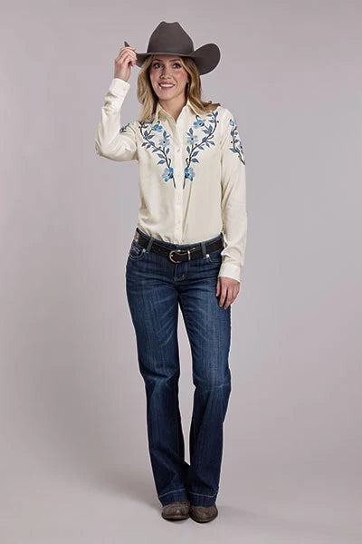 Roper 3250 Floral Fabric (White) - Women's Western Shirt