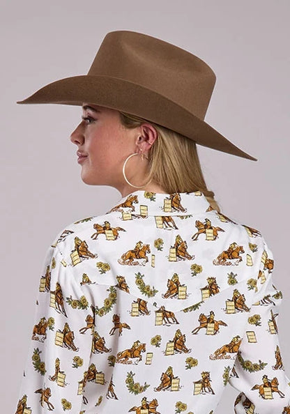 Roper 2858 Racers Print (White) - Women's Western Shirt
