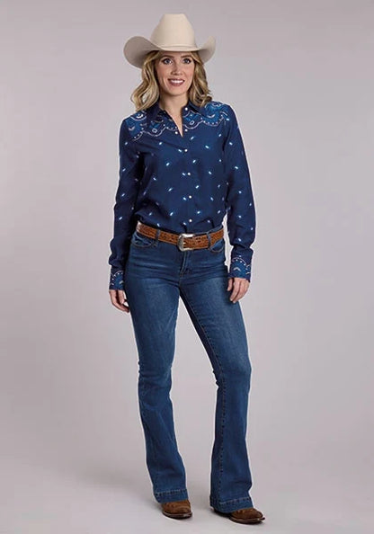 Roper 3095 Bandana Border (Blue) - Women's Western Shirt
