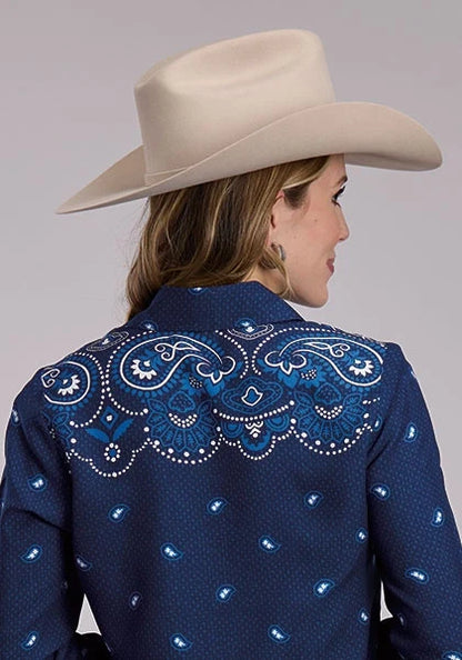 Roper 3095 Bandana Border (Blue) - Women's Western Shirt