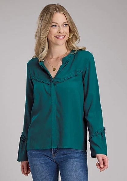 Roper 2334 Solid Challis (Teal) - Women's Western Blouse