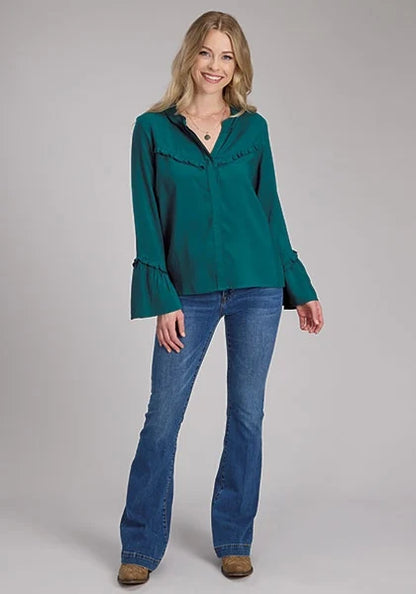 Roper 2334 Solid Challis (Teal) - Women's Western Blouse