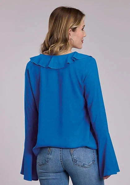 Roper 3106 Ruffle Trim (Blue) - Women's Blouse