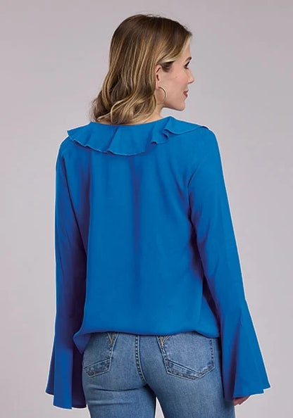 Roper 3106 Ruffle Trim (Blue) - Women's Blouse