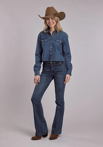 Roper 3200 Snap Denim (Blue) - Women's Western Shirt