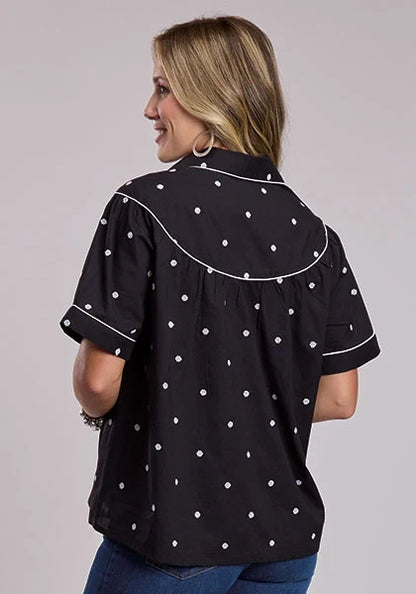 Roper 2995 Polka Dots (Black) - Women's Short Sleeve Shirt
