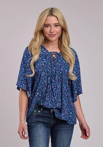 Roper 2856 Aztec Diamonds (Blue) - Women's Blouse