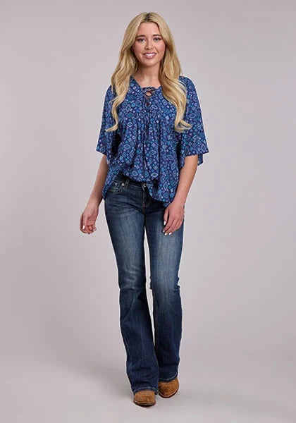 Roper 2856 Aztec Diamonds (Blue) - Women's Blouse
