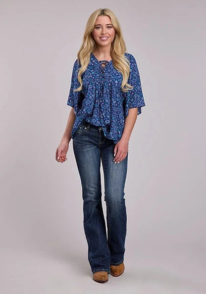 Roper 2856 Aztec Diamonds (Blue) - Women's Blouse