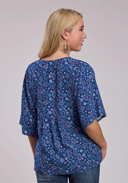 Roper 2856 Aztec Diamonds (Blue) - Women's Blouse