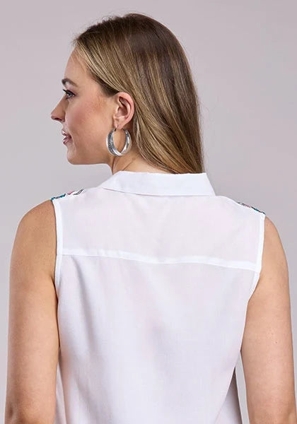 Roper 2849 Aztec Yoke (White) - Women's Sleeveless Shirt