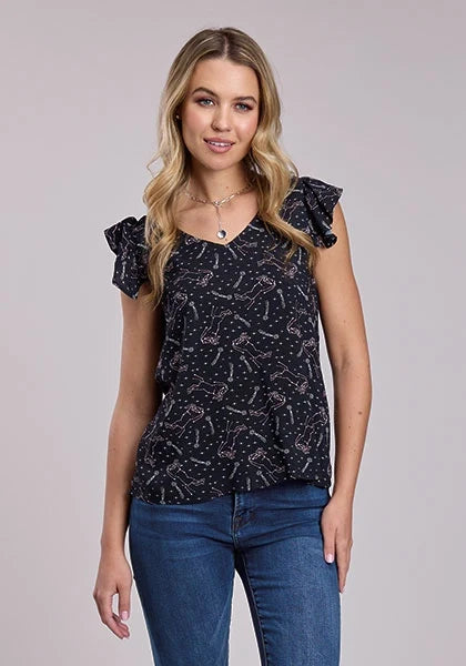Roper 2857 Constellation Print (Black) - Women's Sleeveless Shirt