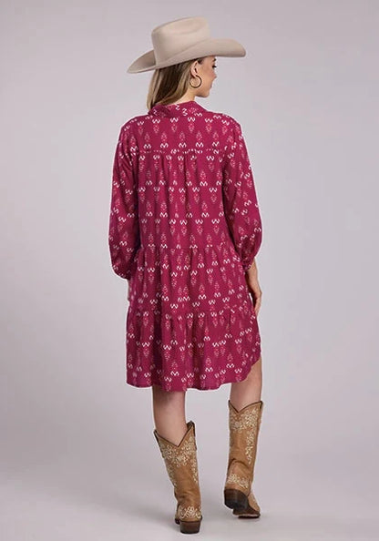 Roper 2841 Button Front Ikat (Red) - Women's Dress