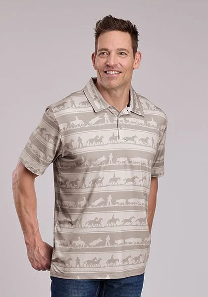 Roper 3019 Cowboy Rugby (Brown) - Men's Activewear Shirt