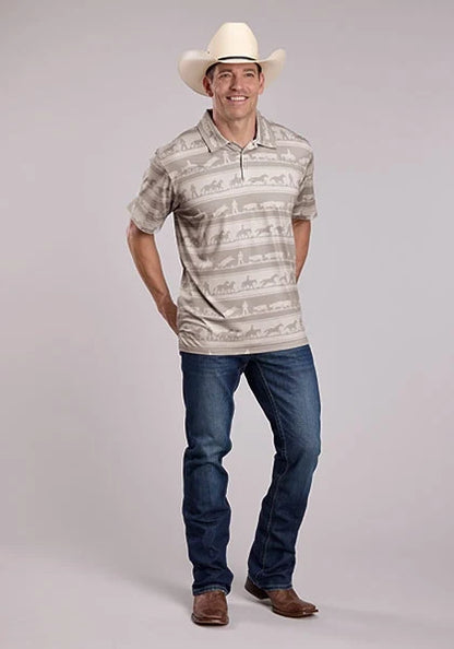 Roper 3019 Cowboy Rugby (Brown) - Men's Activewear Shirt